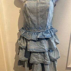 Forever 21 Denim Ruffle Women Dress